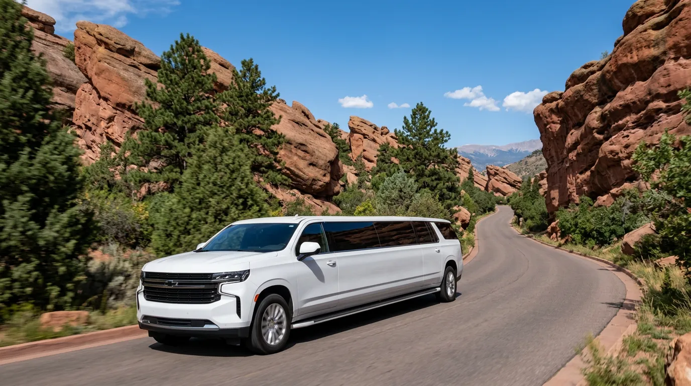 Monument White Chevy Suburban Stretch Limo