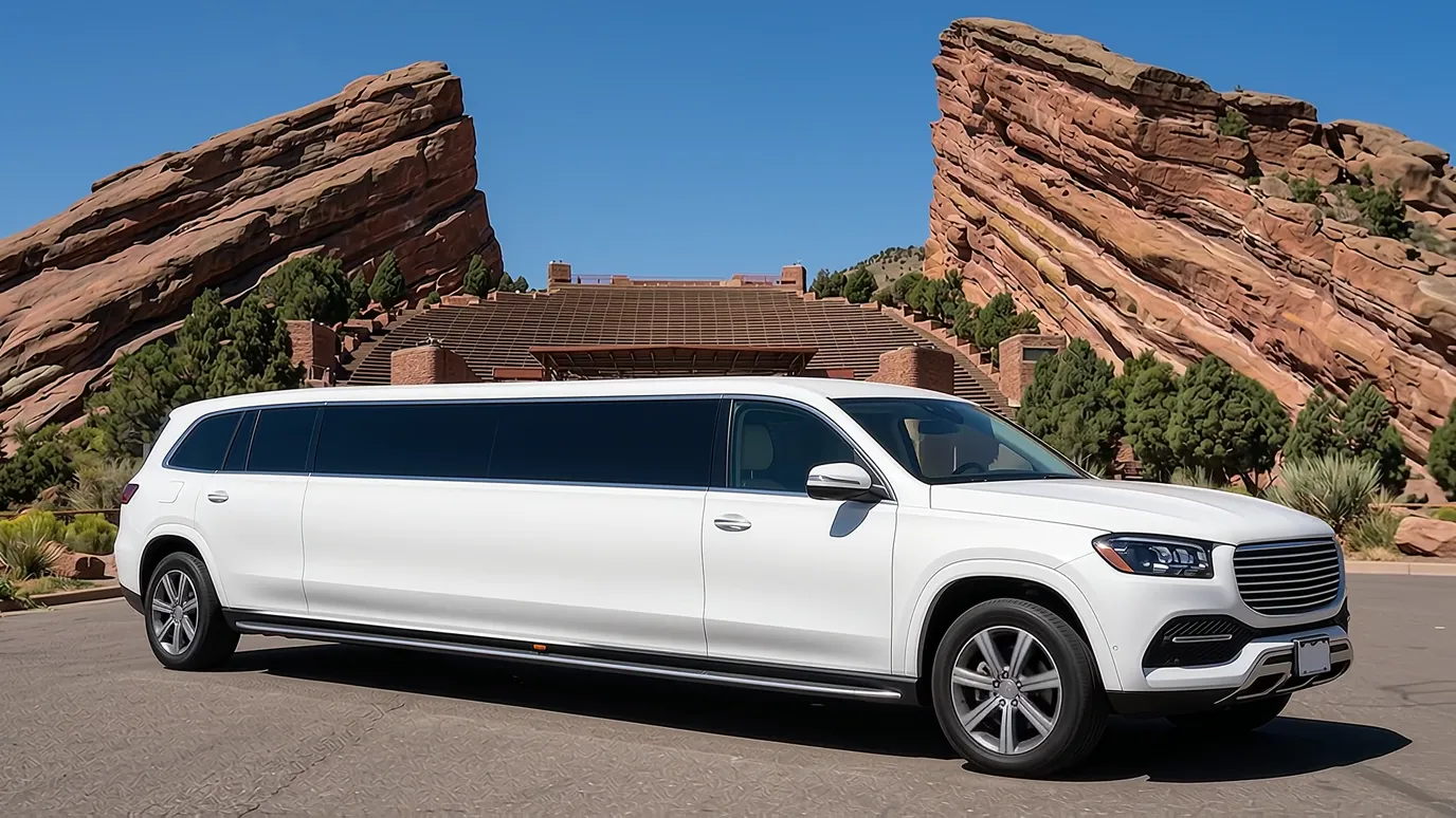 Monument white Mercedes GLS 18 passenger stretch limo