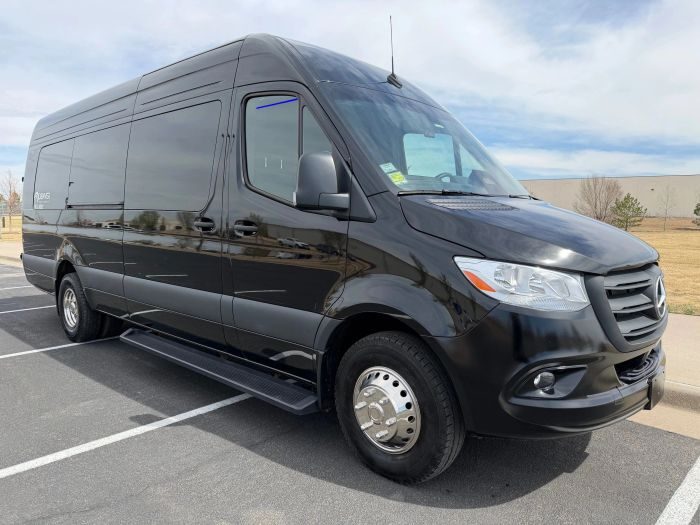Black Mercedes Sprinter – Monument party bus rental