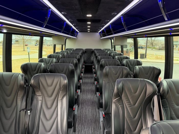 Coach bus leather seats – Monument party bus rental