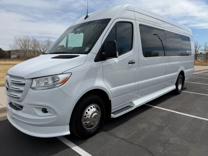 White Mercedes Sprinter – Monument party bus rental