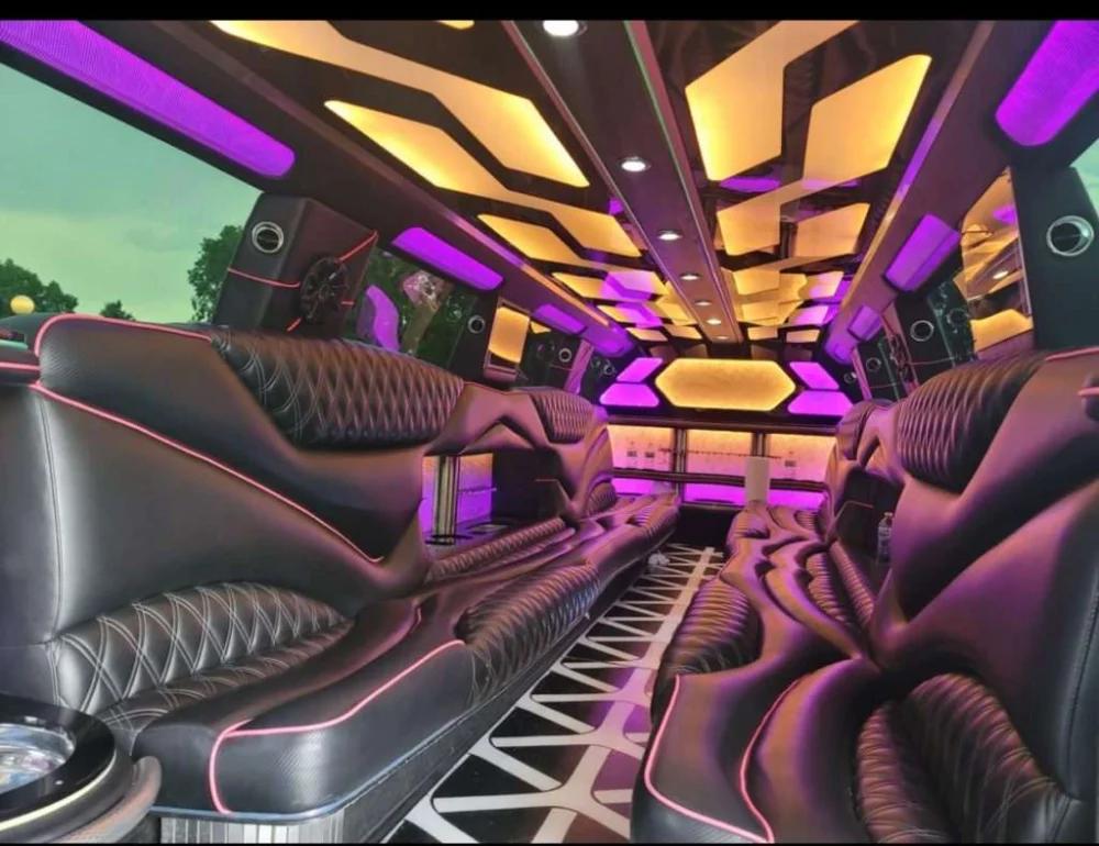 Monument white Cadillac Escalade stretch limo